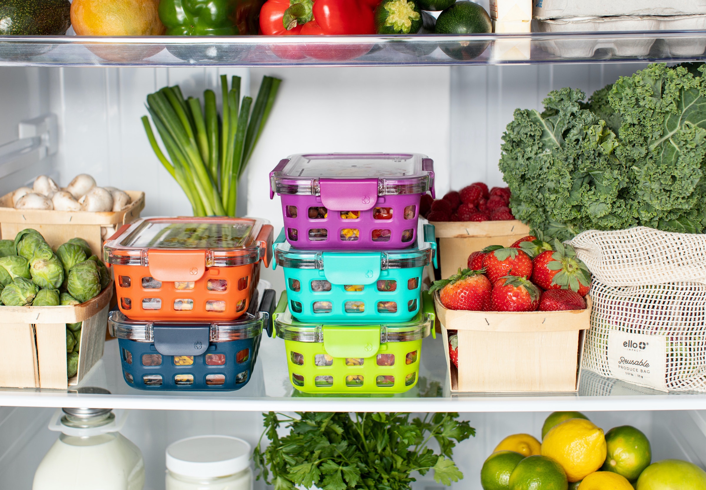 Food Storage Containers with Lids Airtight Scallion Preservation Box Fridge  Fresh-Keeping Container Divided Fruit Storage