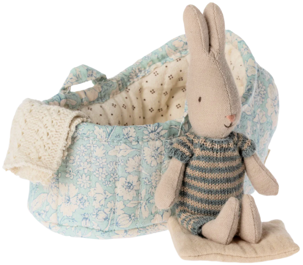 maleg rabbit in carry cot