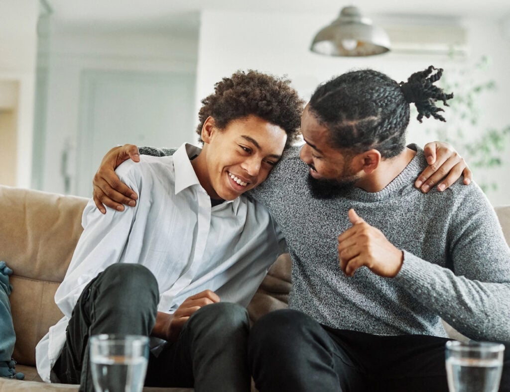 dad talking with teen