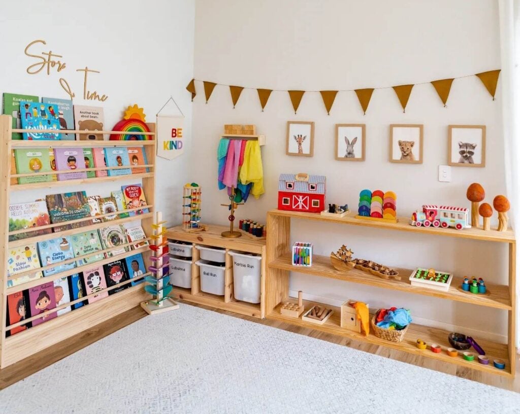 Montessori playroom with books