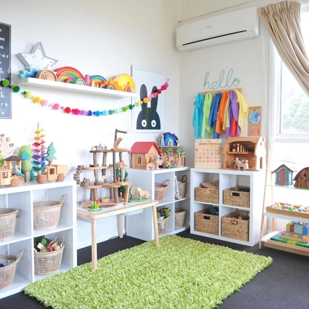 Montessori playroom storage